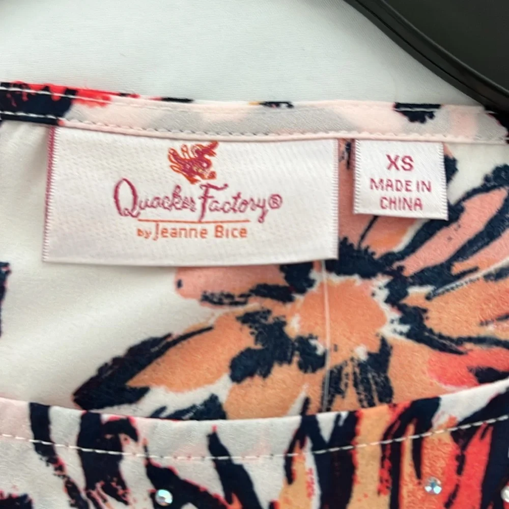 Quacker Factory Printed Caftan Top Size XS Floral